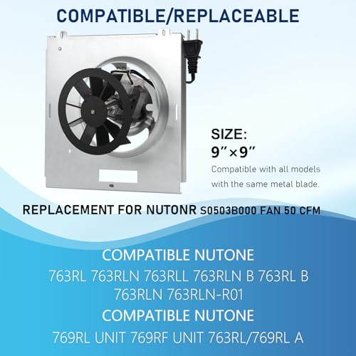 50 CFM Bathroom Fan Motor 2.0 Sone 9x9 C34387
