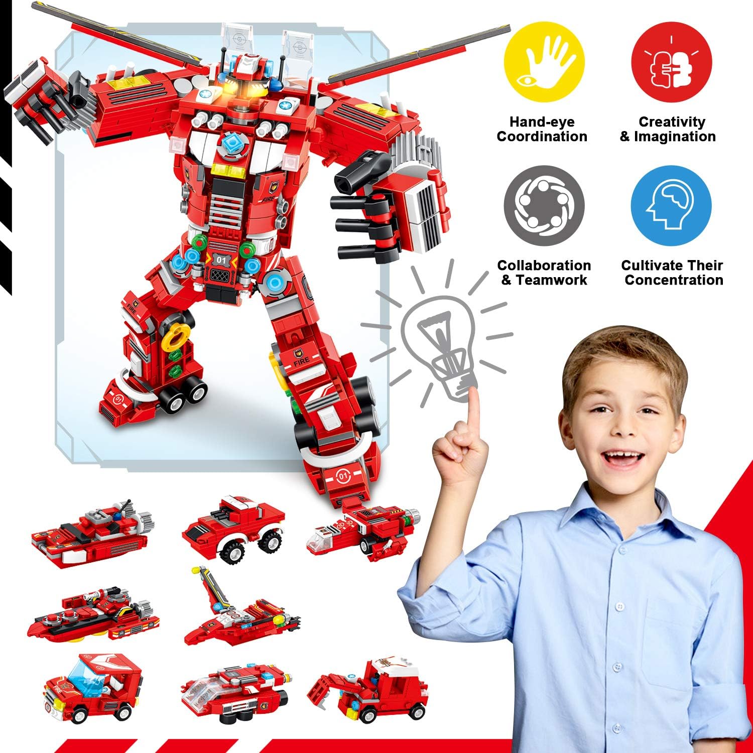 Building Toys for Boys Age 6-10+, 836 PCS Construction Truck Blocks STEM Educational Kit V934