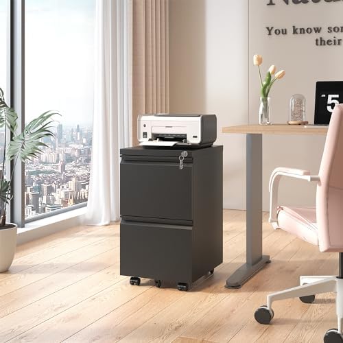 3-Drawer Rolling File Cabinet with Lock, White Q2870