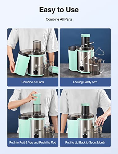 Juicer Machine, 800W Centrifugal Extractor with Wide Mouth Feed Chute, Stainless Steel, BPA-free V753