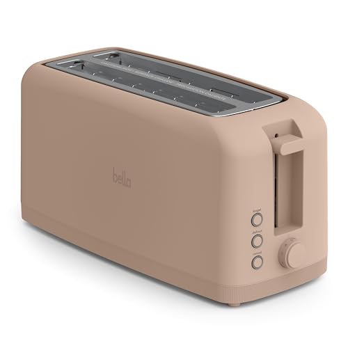 bella 2 Slice Slim Toaster, Fits-anywhere™ Kitchenware, 6 Setting Shade Control with Reheat & Cancel Buttons, Removable Crumb Tray, 10” Long Slot, Anti Jam & Auto Shutoff, 900 Watt, Oatmilk