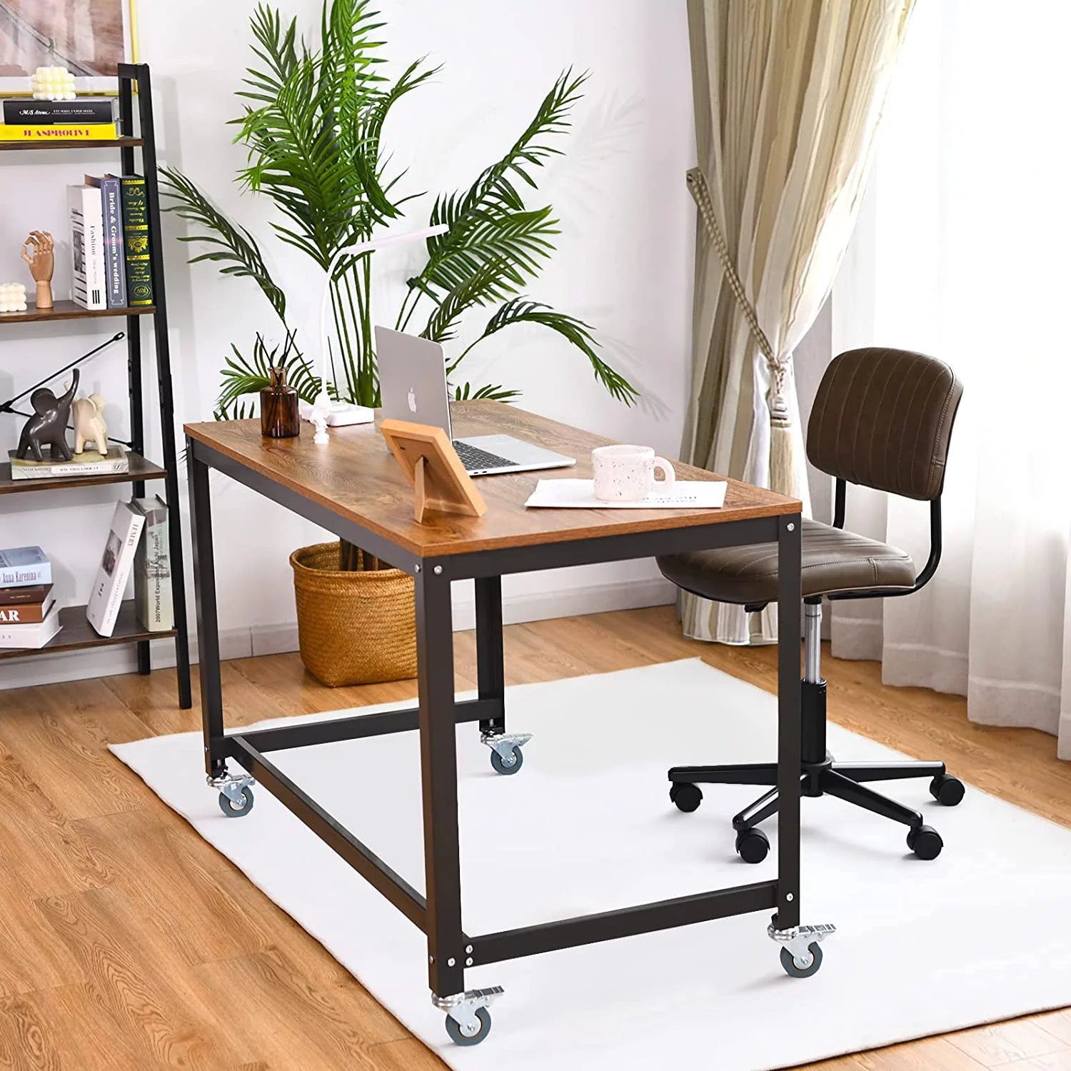 Rolling Computer Desk with 4 Smooth Wheels J628836