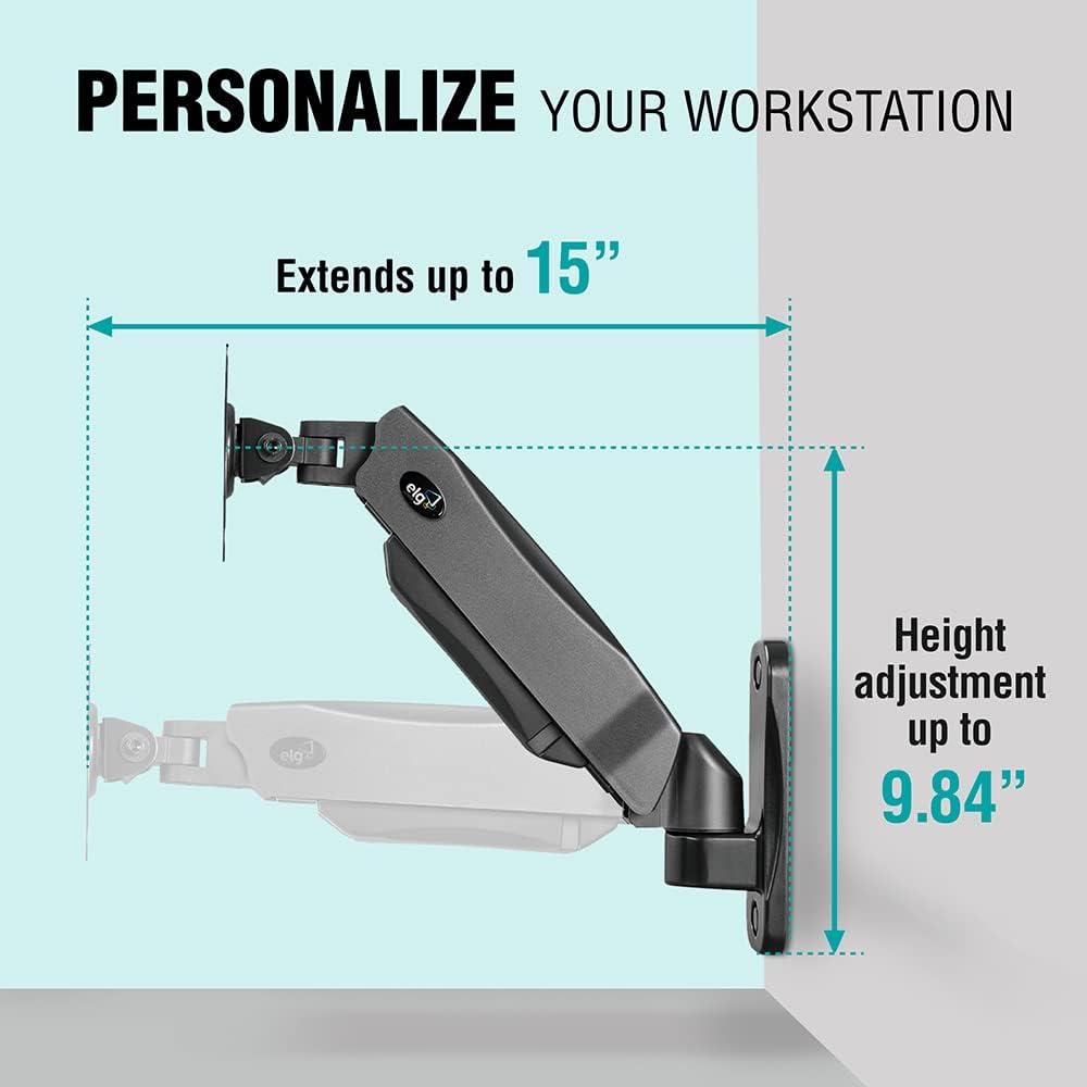 Full Motion Swivel Monitor Wall Mount Stand for 17 to 35 Inch Displays, Black D4277