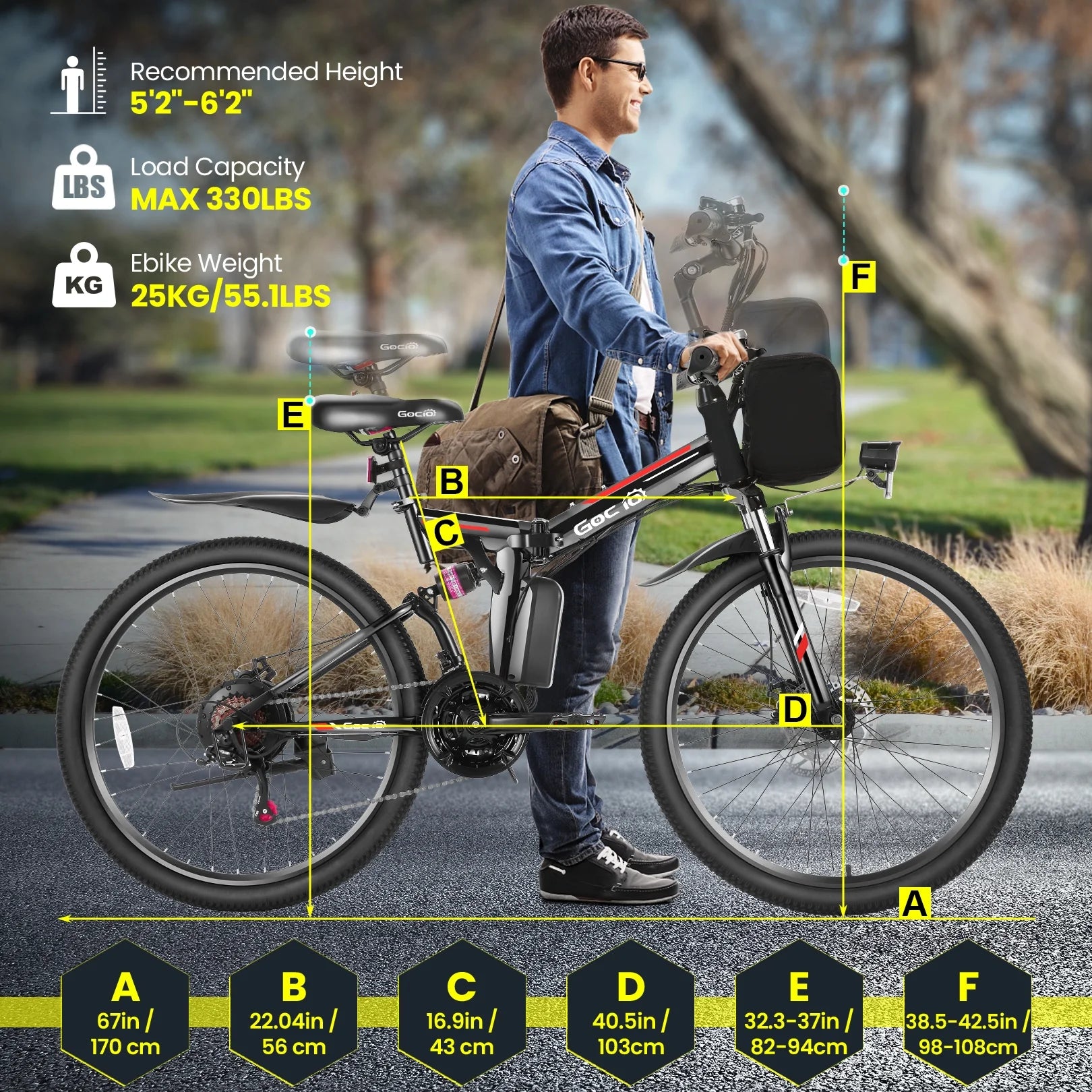 Foldable Electric Bike 500W 26" 48V Full Suspension for Adults G202633