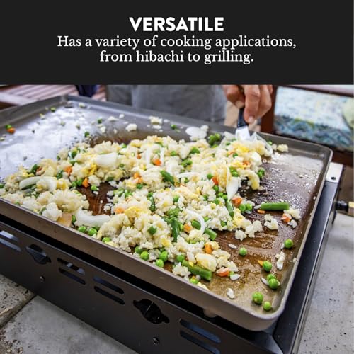 26 Inch Flat Top Gas Grill with 3 Burners, Propane, Stainless Steel Tabletop with Pre Season Griddle I61934