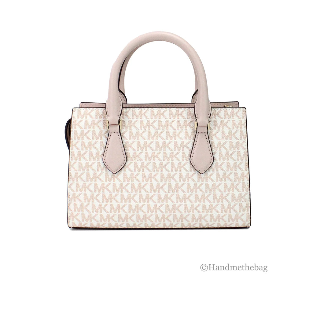Small White Rose Gold PVC Center Zip Satchel Purse Bag I498184