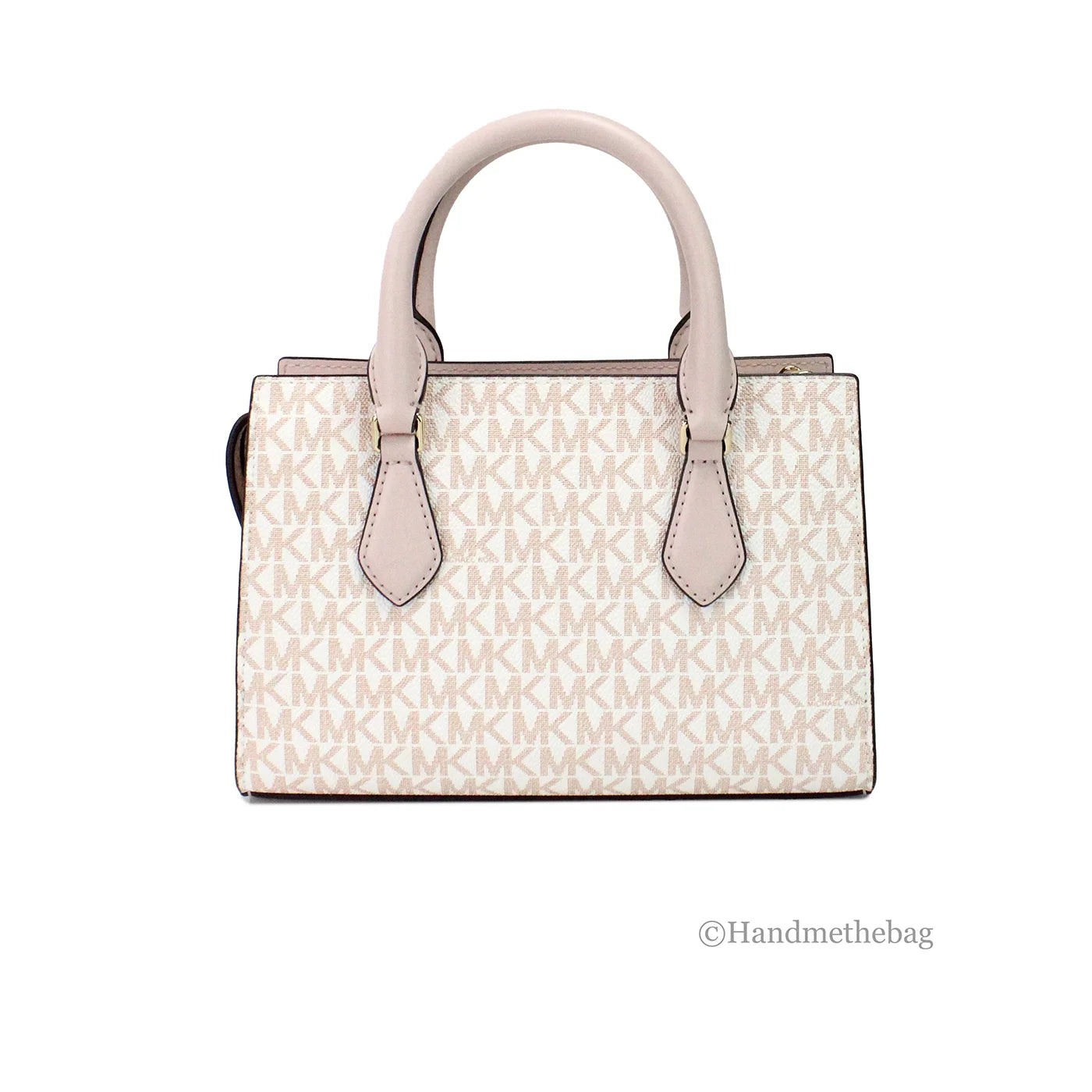 Small White Rose Gold PVC Center Zip Satchel Purse Bag I498184