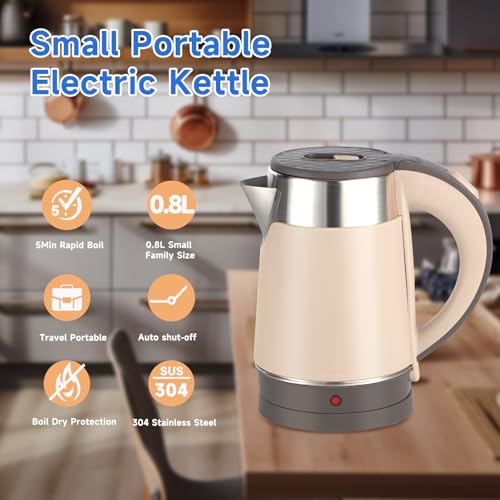 Portable Electric Tea Kettle, 0.8L Stainless Steel M263