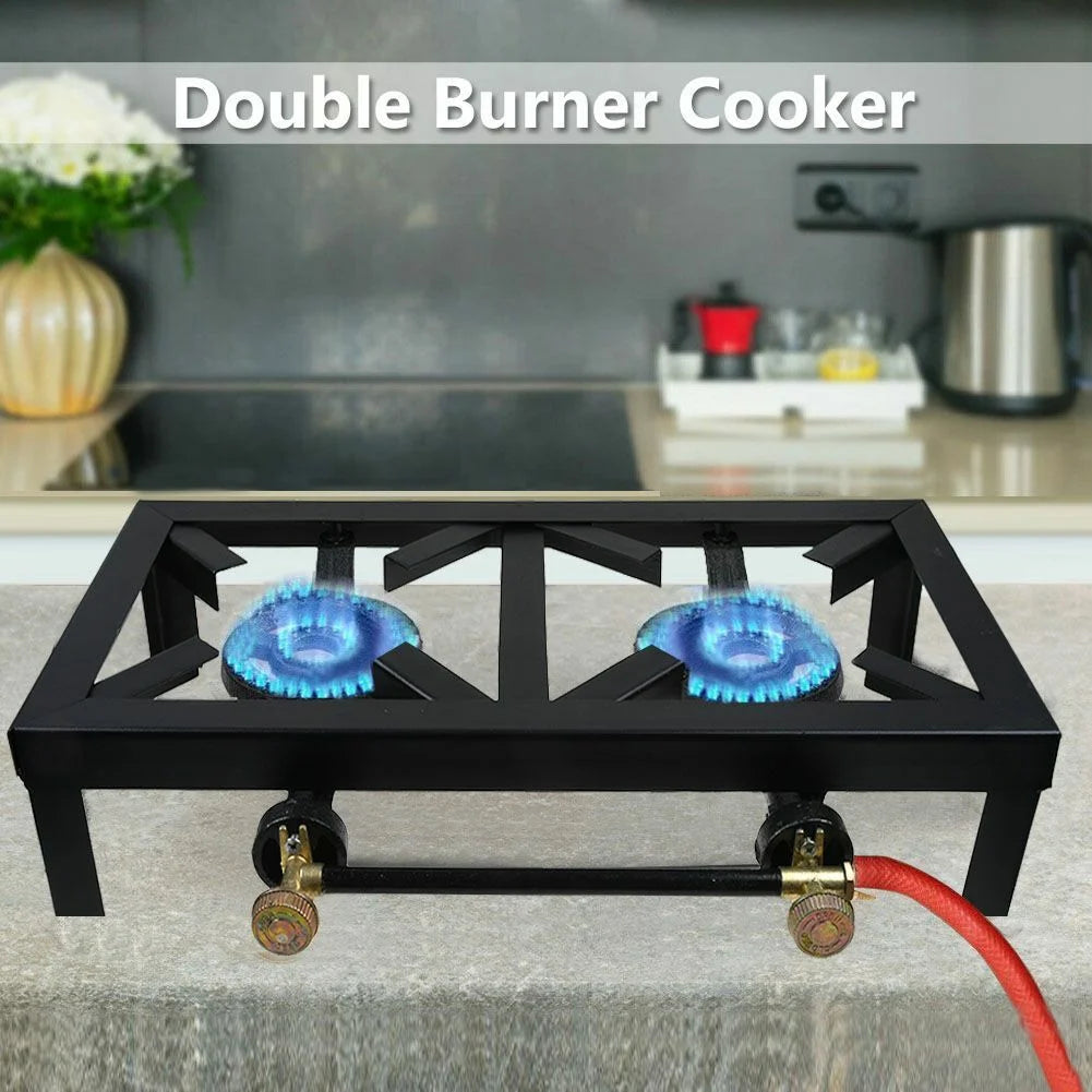 Portable Camp Stove Single/Double Burner Iron Propane Gas LPG Outdoor BBQ Cooker