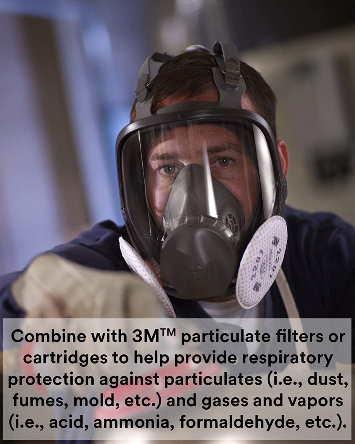 Reusable Full Face Mask Respirator, Grey, Medium L611979