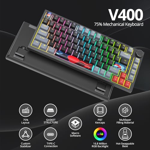 82-Key Compact Wired RGB Mechanical Gaming Keyboard, Black E1215