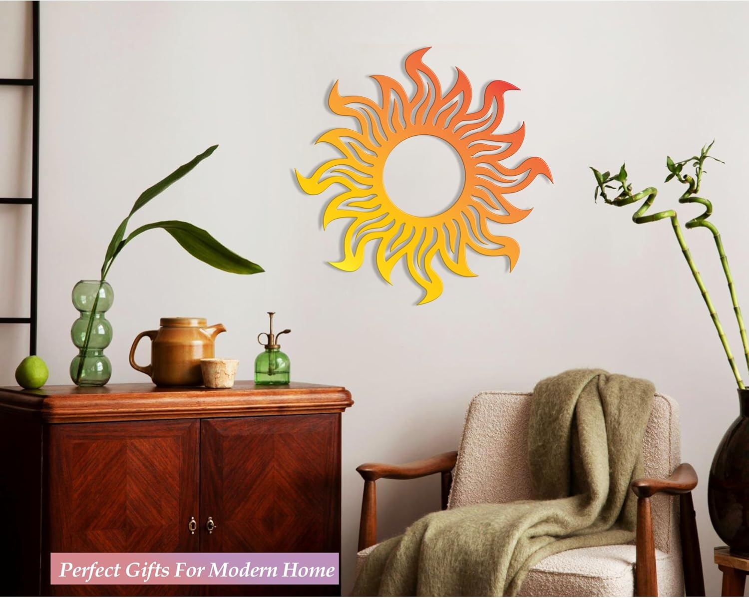 Sun Metal Wall Art - Large Bright Hanging Sunburst Decoration A1930