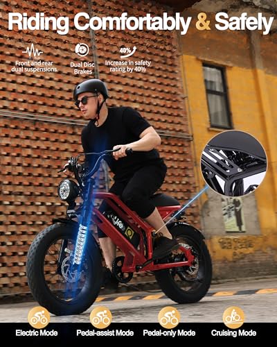 Electric Bike for Adults 1500W Peak Motor 20" Fat Tires 28MPH Removable Battery Dual Suspension 7-Speed X2728