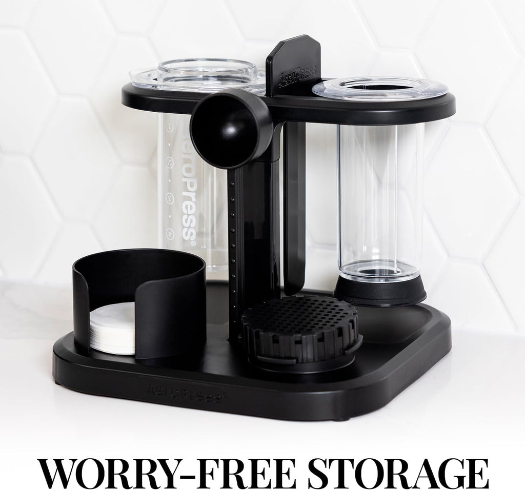 Coffee Maker Organizer Stand, Compact Storage for Coffee Accessories, Black F12530