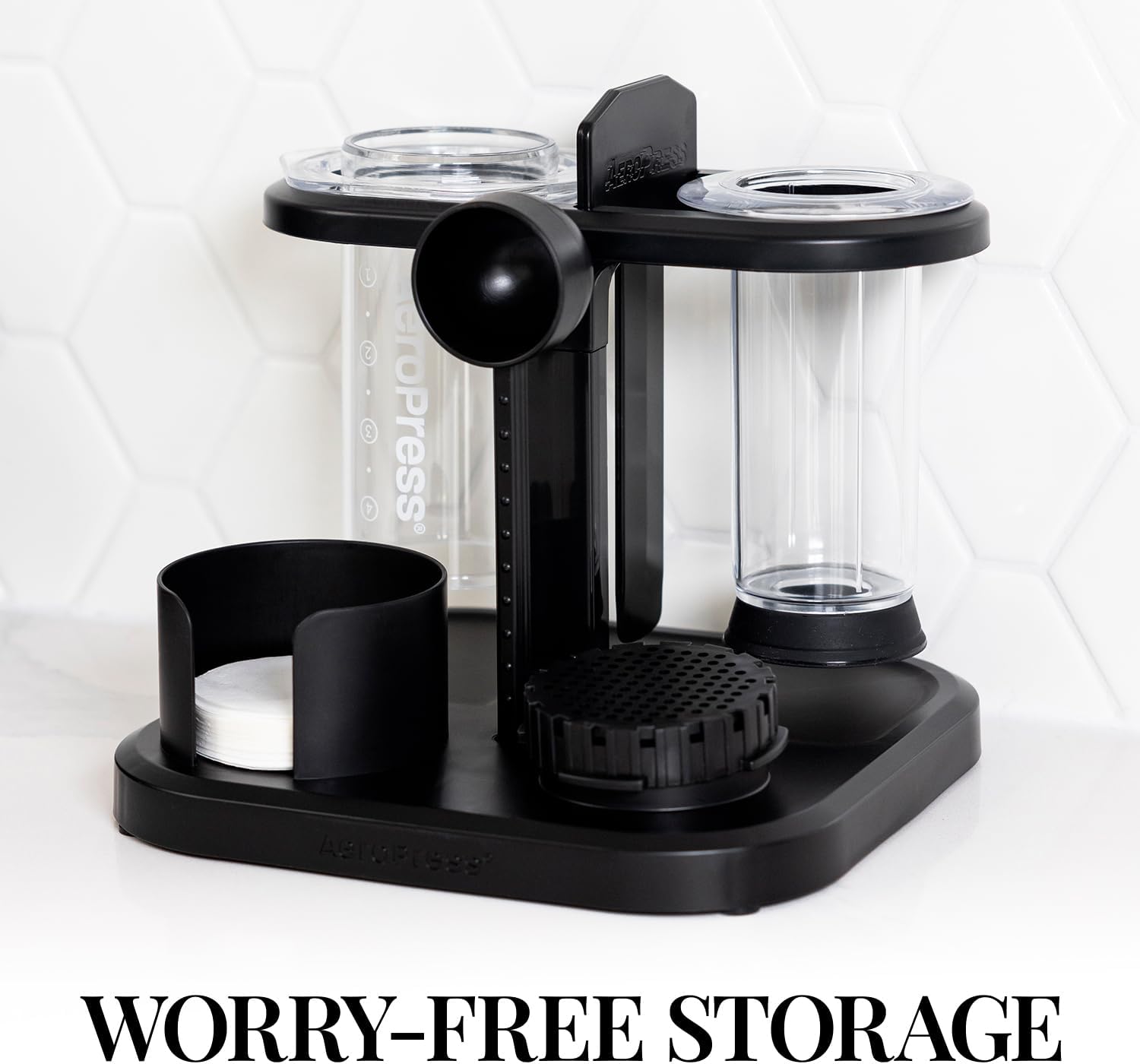 Coffee Maker Organizer Stand, Compact Storage for Coffee Accessories, Black F12530