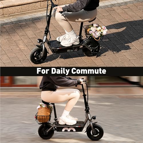 Electric Scooter with Seat, Long Range, Adjustable Handlebar, Dual Suspension J439