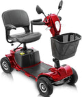 4 Wheel Mobility Scooters, Upgrade Electric Power Mobile Scooter for Seniors Adult with Lights Collapsible and Compact Duty Travel w/Basket Extended Battery