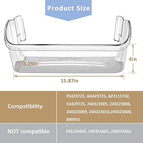Refrigerator Door Bin Shelf, Clear, Double Unit I186581