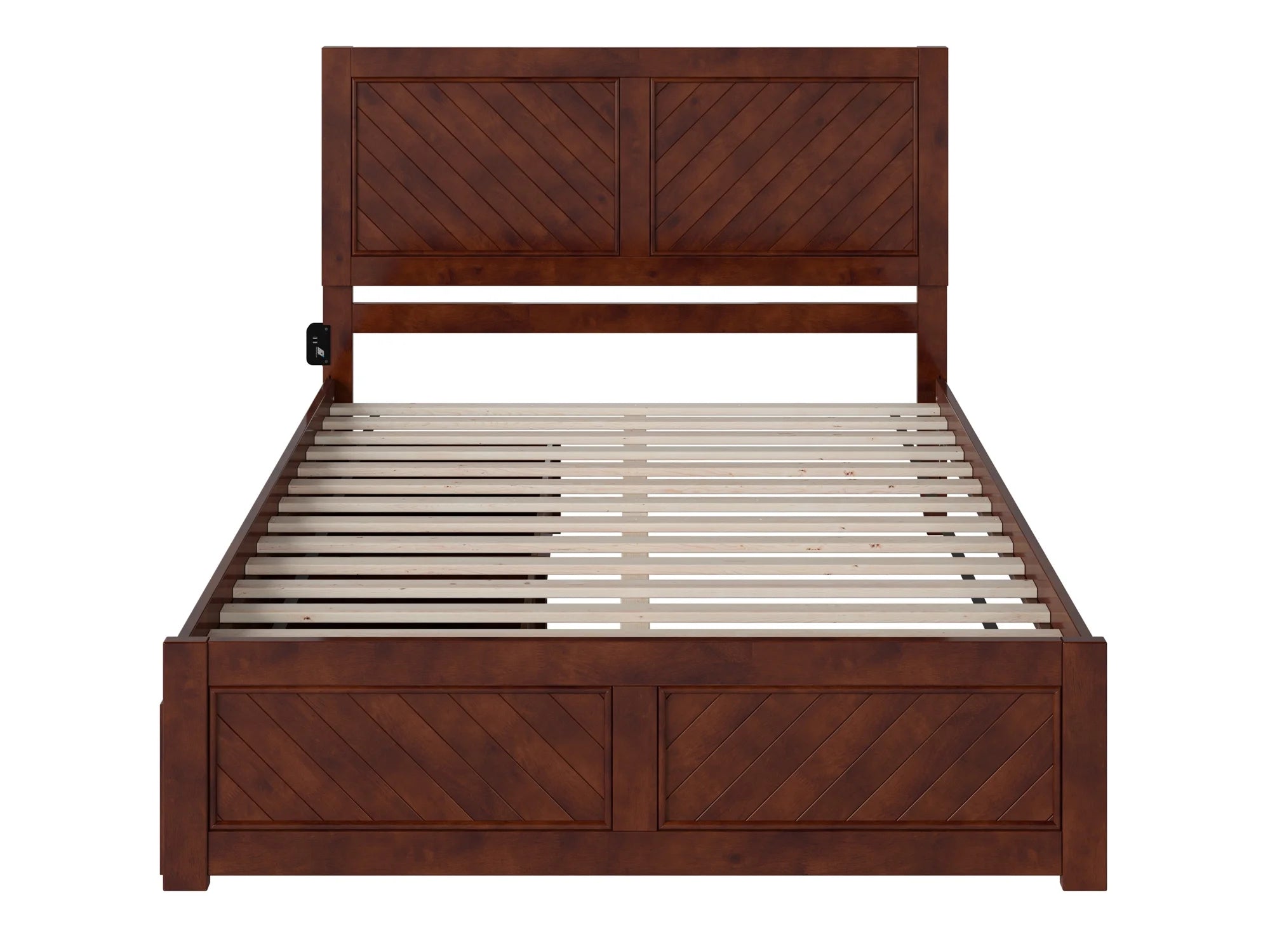 Walnut Solid Wood Platform Bed with Storage Drawers, Queen R138