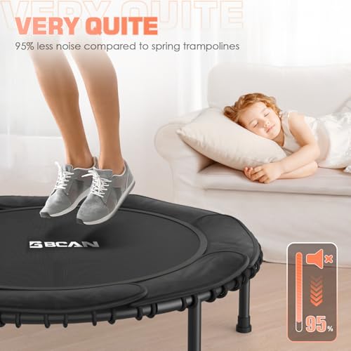 Foldable Mini Trampoline with Adjustable Foam Handle for Indoor Workout M8038