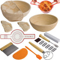 16PCS Bread Proofing Basket Kit,9 In Round Sourdough Proofing Basket,Proofing Set,Sourdough Bread Baking Supplies with Dough Whisk,Linen Liner,Dough Scraper,Bread Lame,Silicone Bread Sling