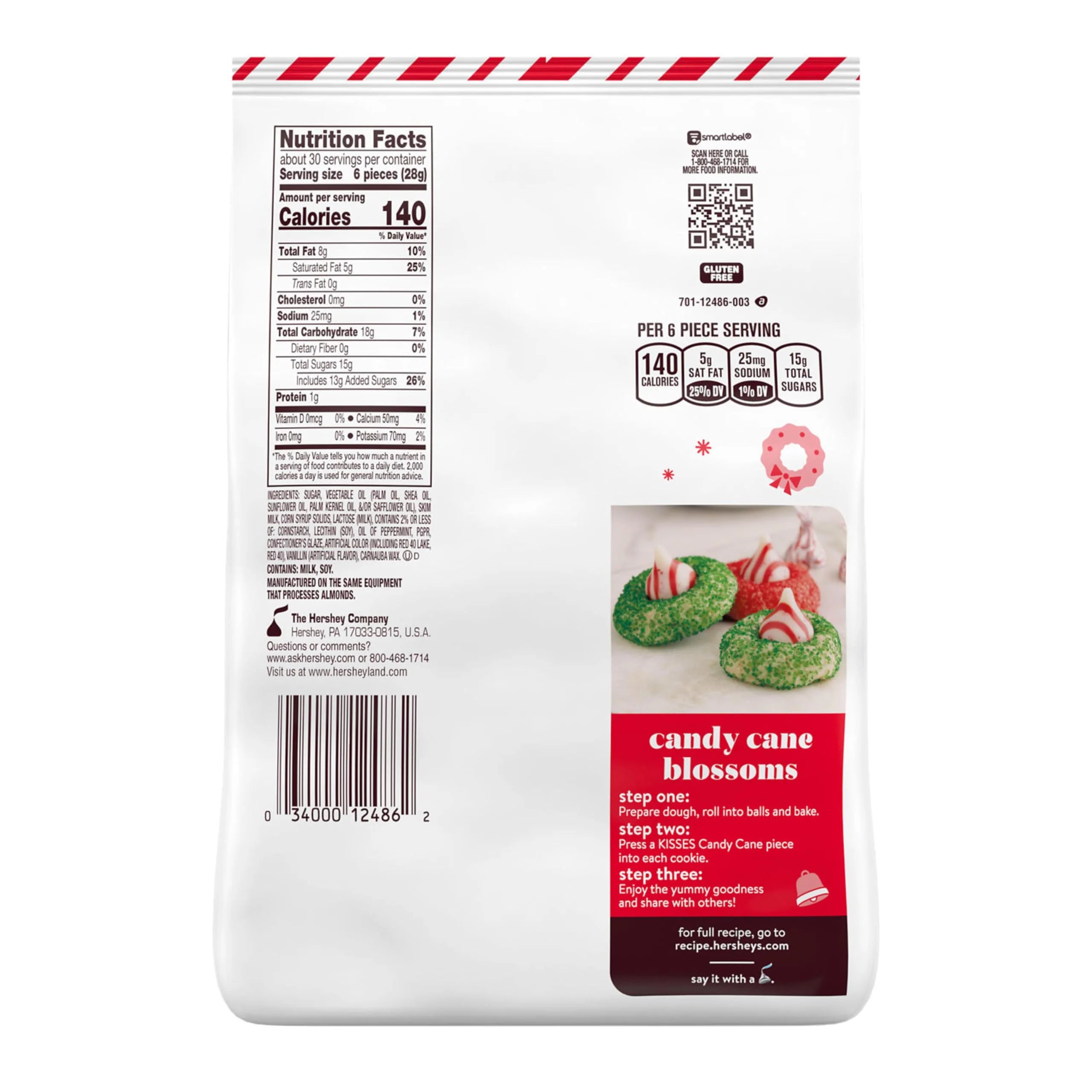 Kisses Candy Cane Flavored Christmas Candy Bulk Bag Y85308