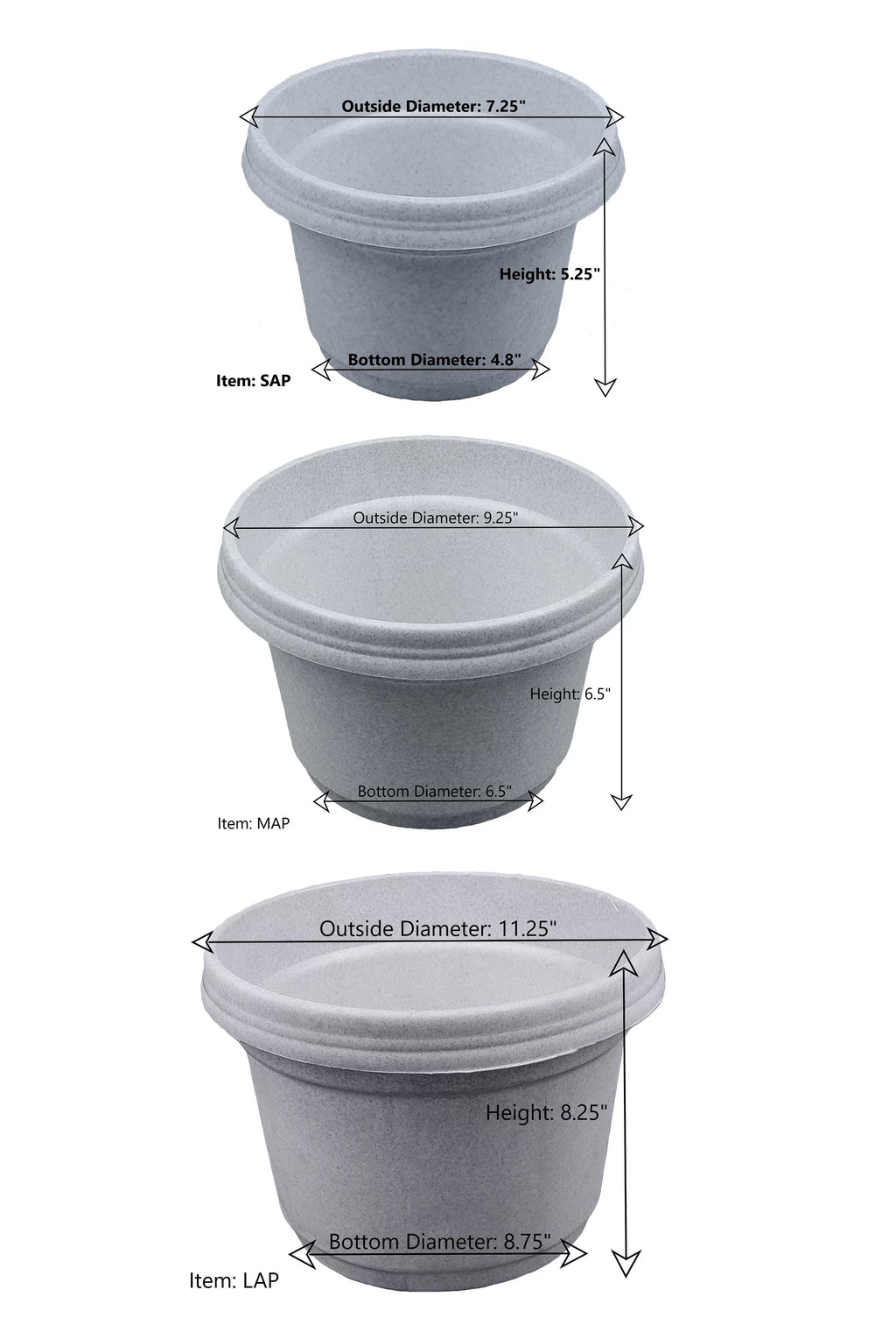 12 inch Terra Cotta Plastic Flower Pot with Saucer, Set of 5 W324