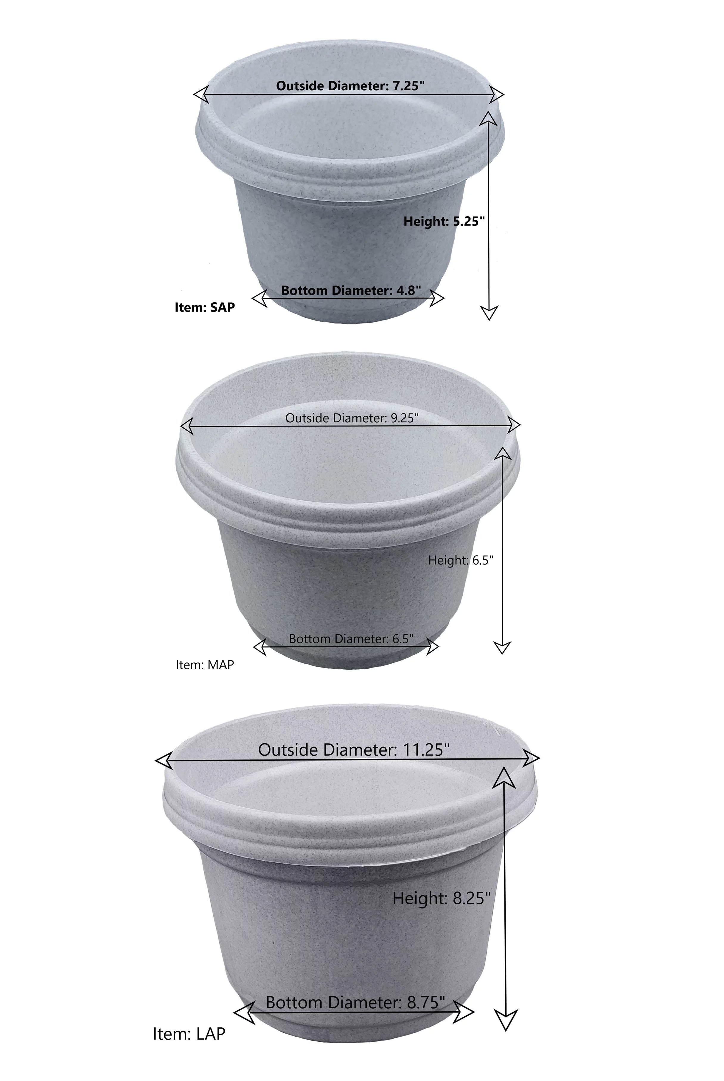 12 inch Terra Cotta Plastic Flower Pot with Saucer, Set of 5 W324