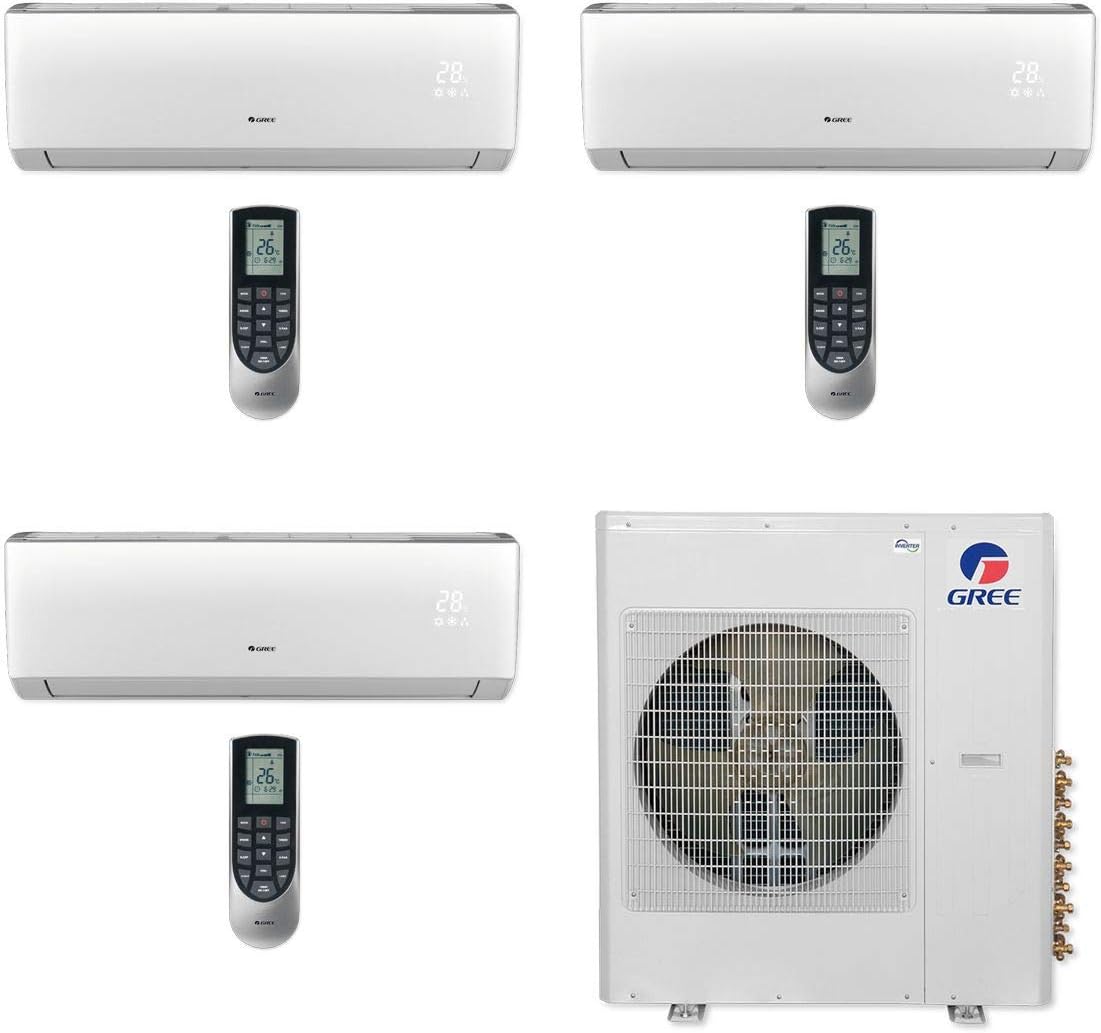 Gree MULTI36CLIV302-36,000 BTU Multi21+ Tri-Zone Wall Mount Mini Split Air Conditioner Heat Pump 208-230V (9-9-18)