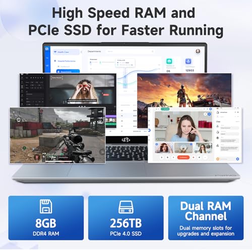 15.6" IPS FHD Laptop, Intel 6 Core i3, 8GB RAM 256GB SSD, Backlit Keyboard, Fingerprint, Win 11 N234426