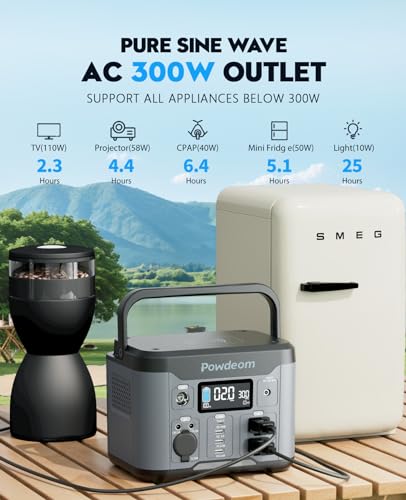 300W Portable Power Station, 296Wh Battery Backup with AC Outlet for Camping Q204