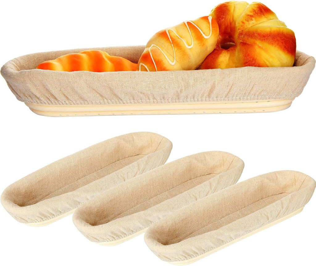 Oval Banneton Bread Proofing Basket with Liners, 4 Pieces D4811