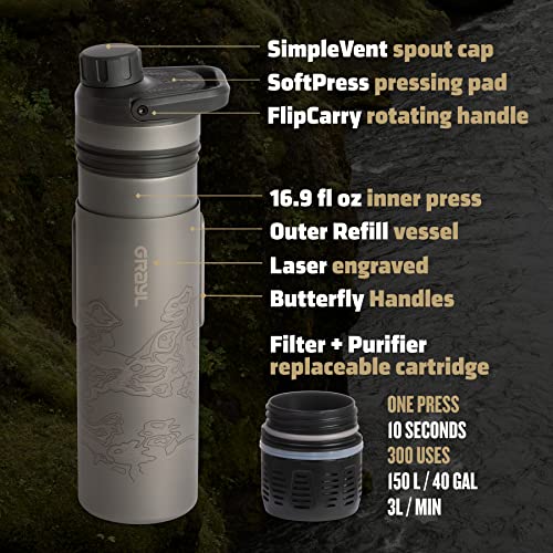Titanium Water Purifier Filter Bottle for Hiking and Travel A227