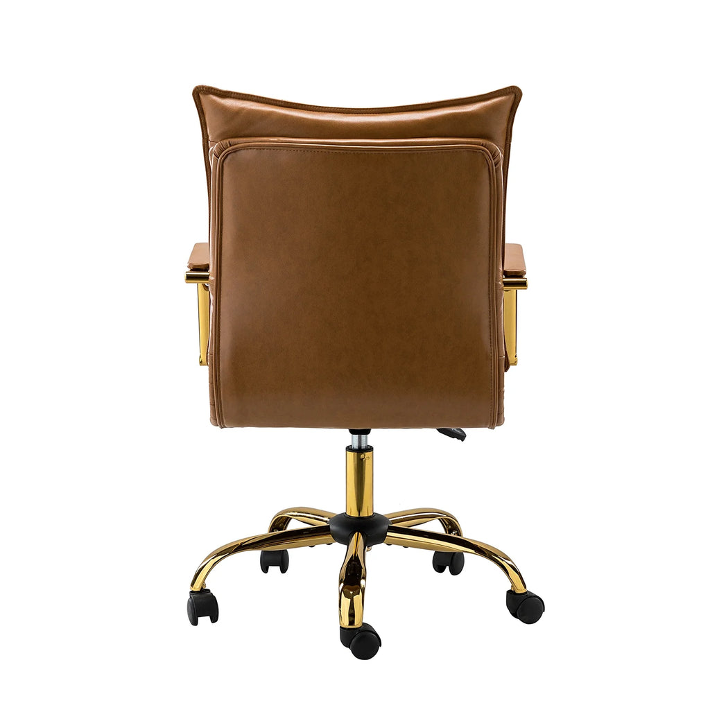 Vegan Leather Office Task Chair with Tufted Mid Back and Armrest A297845