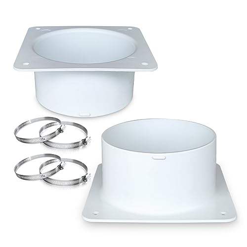 4" Air Vent Duct Connector Flange, Plastic Ventilation Pipe for HVAC R207589