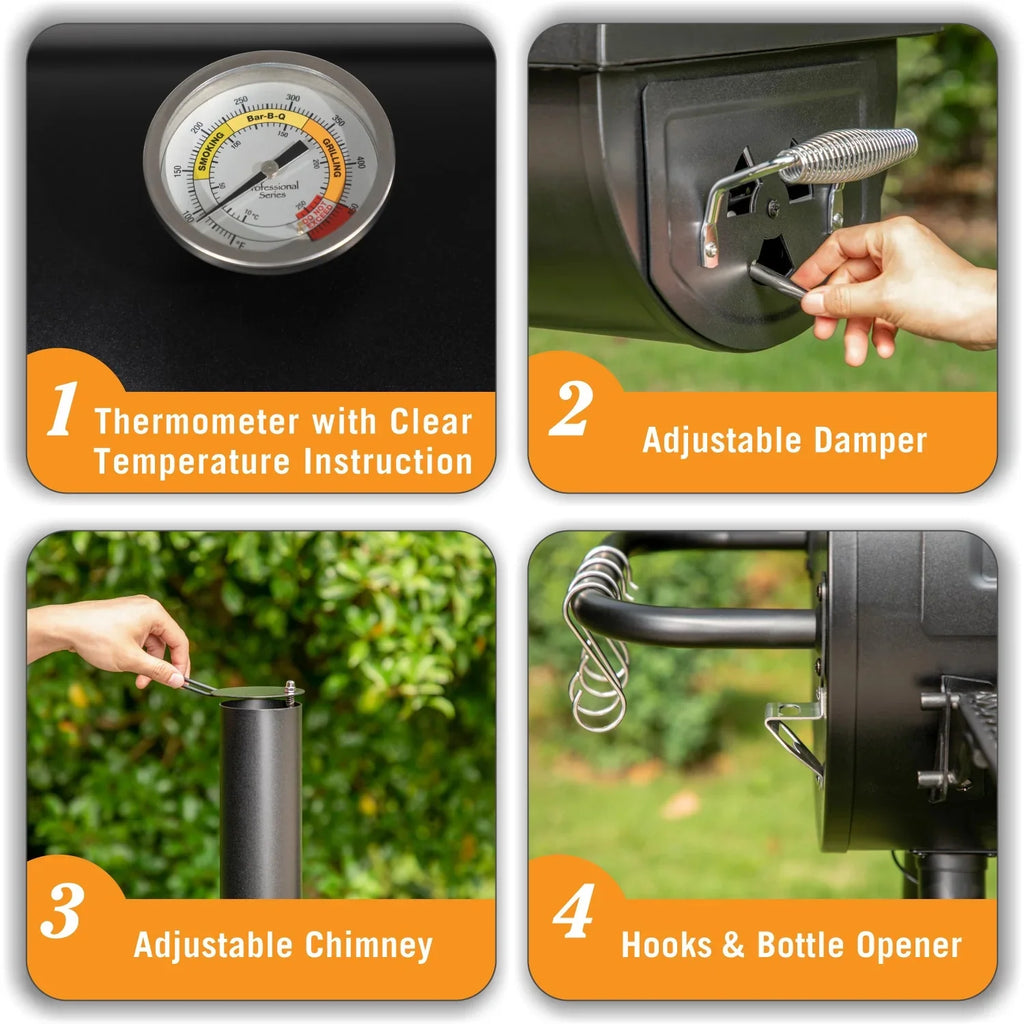 Charcoal Grill with Offset Smoker, Extra Large BBQ U7560