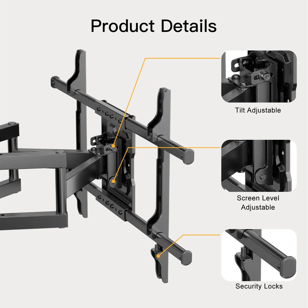 Full Motion TV Wall Mount for 37-75 inch Flat and Curved TVs, Holds 132lbs U71104