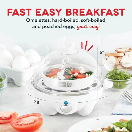 Rapid Egg Cooker for 6 Eggs, Hard Boiled, Poached, Scrambled, or Omelets, Auto Shut Off - Black O7665