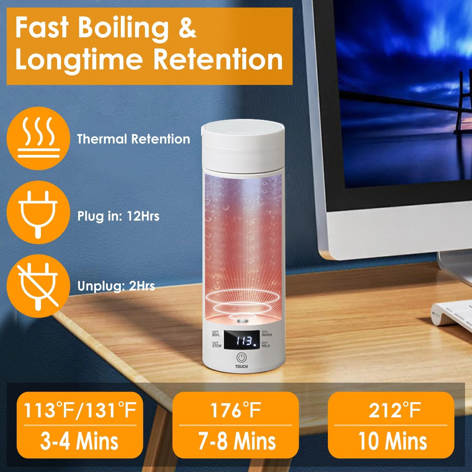 Portable Electric Kettle 500ML Stainless Steel with Auto Shut-Off B421
