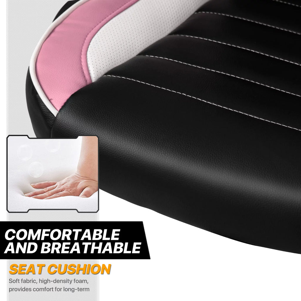 PU Leather Gaming Chair with Flip-Up Arms, Black/Pink J799741