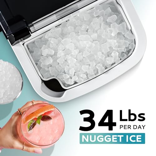 Nugget Ice Maker Countertop, 34lbs Per Day, Auto-Cleaning, Portable with Basket and Scoop Z503075