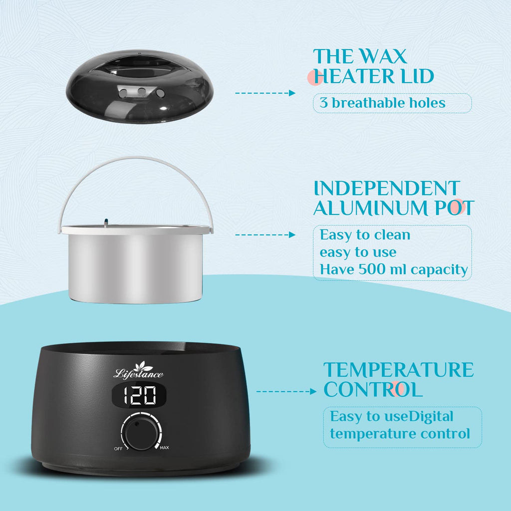 Wax Pot Warmer for Hair Removal, 500ml Digital Wax Heater with LCD F496