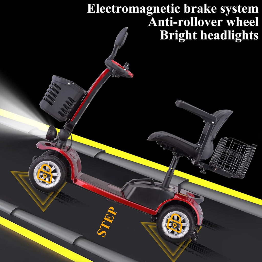 Folding Electric Mobility Scooter for Seniors with Dual Battery and Basket T6721