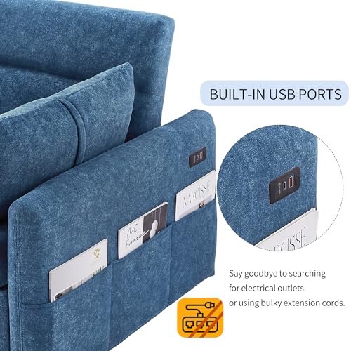 3 in 1 Convertible Sleeper Sofa Bed, Velvet Loveseat Futon with Pullout Bed, Gray Y9093