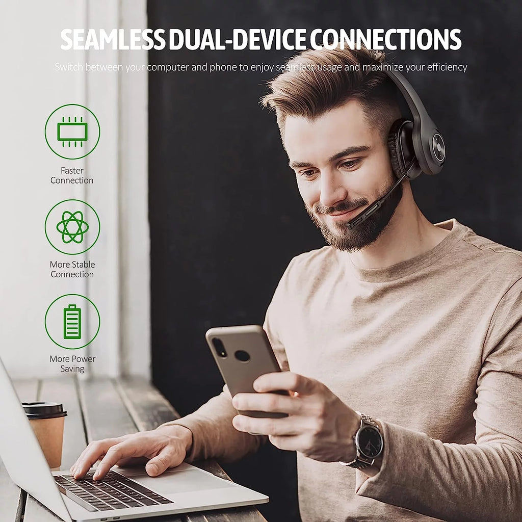 Wireless Bluetooth Headset with Noise Cancelling Microphone for Truck Drivers D96286