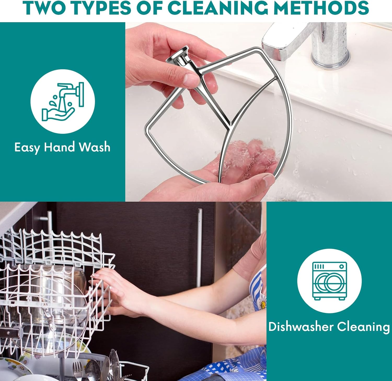 Stainless Steel Flat Beater for Stand Mixer, Bowl-Lift Paddle Attachment, Dishwasher Safe J395