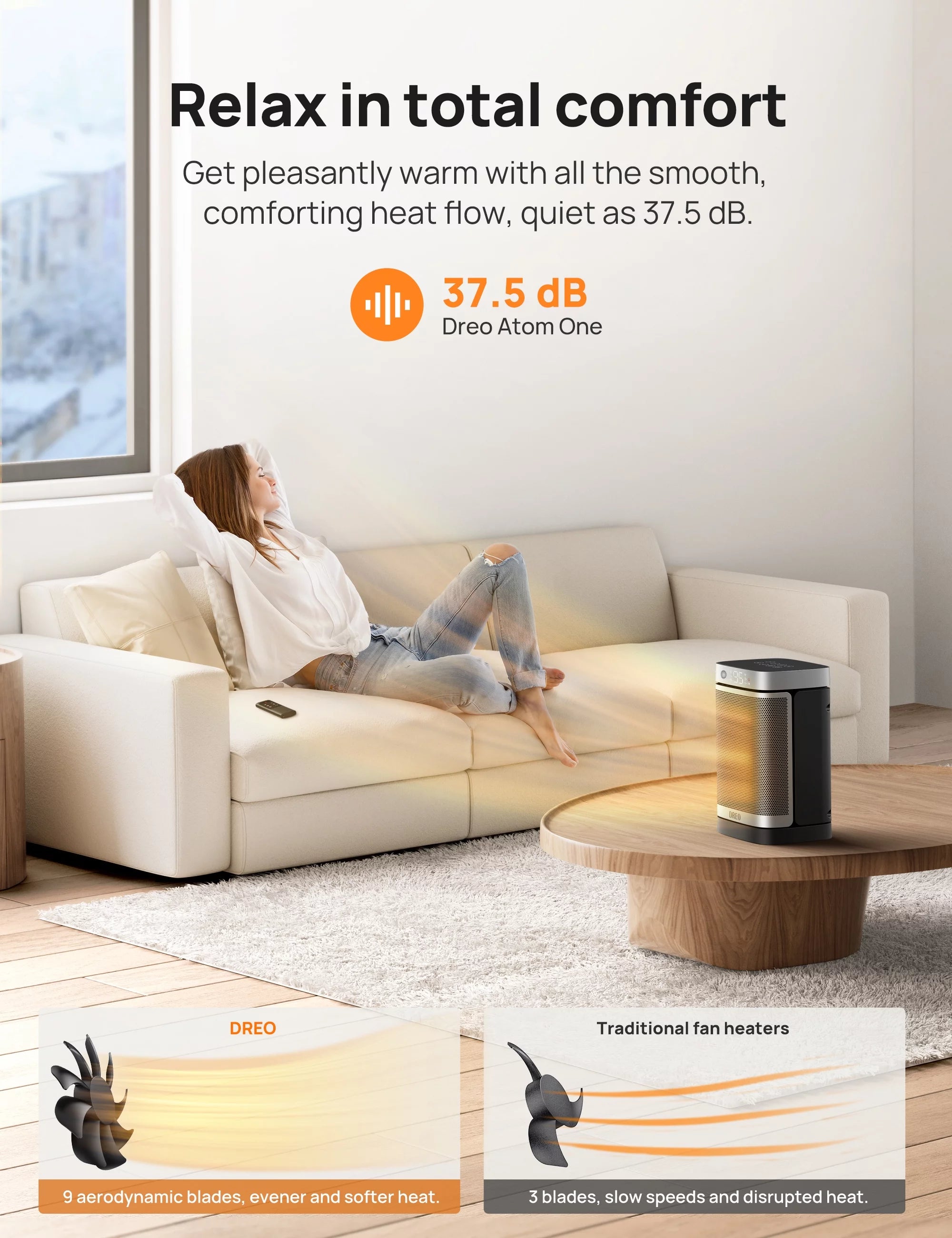 Space Heater with Motion Sensor, 1500W Oscillating, Digital Thermostat, Remote Control C211
