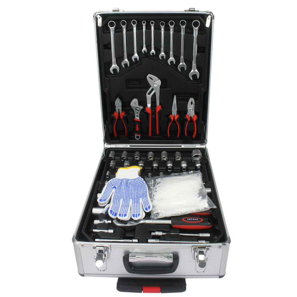 899PCS Tool Set, White Rolling Tool Box with 4 Layers, Household Hand Tool Kit Y485297