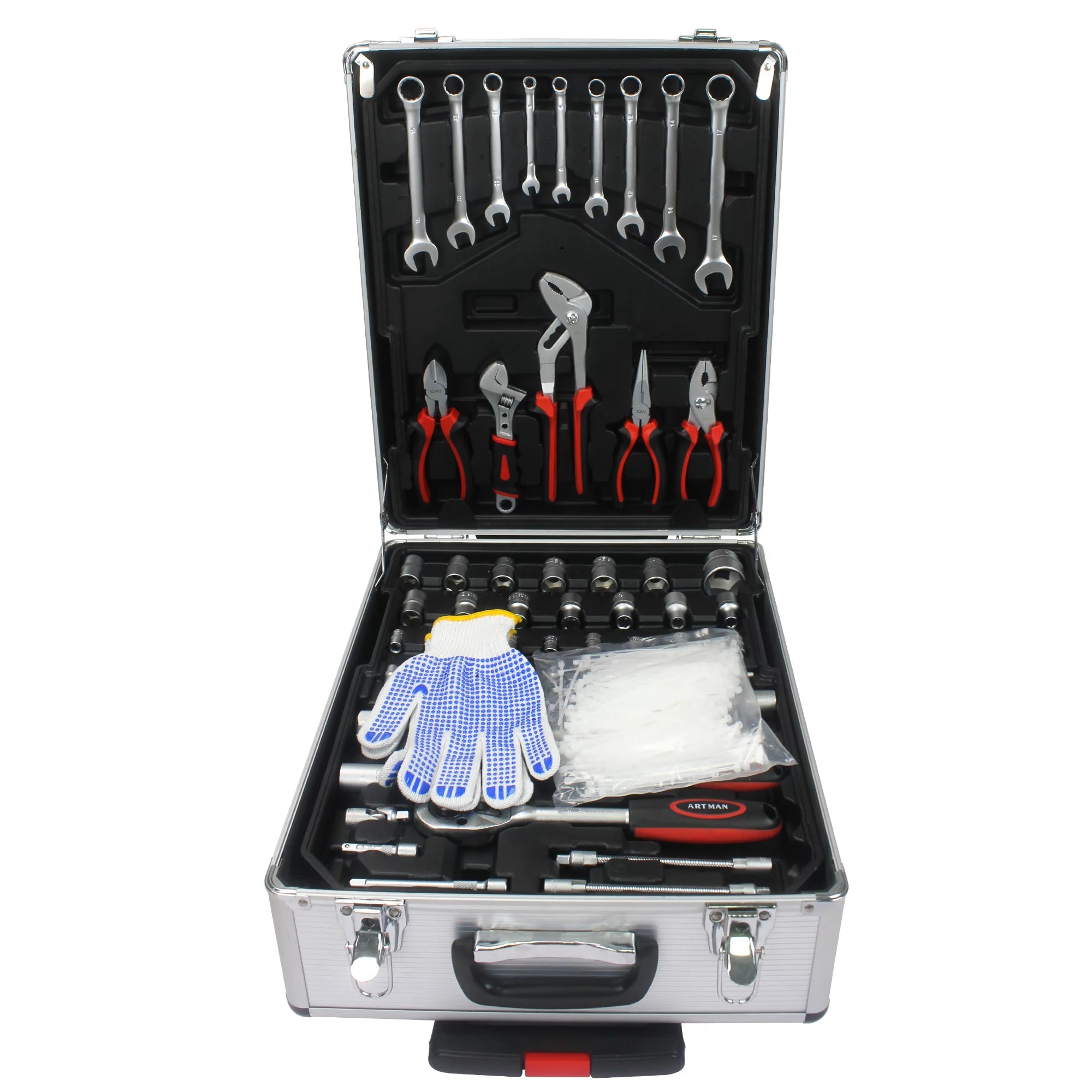 899PCS Tool Set, White Rolling Tool Box with 4 Layers, Household Hand Tool Kit Y485297