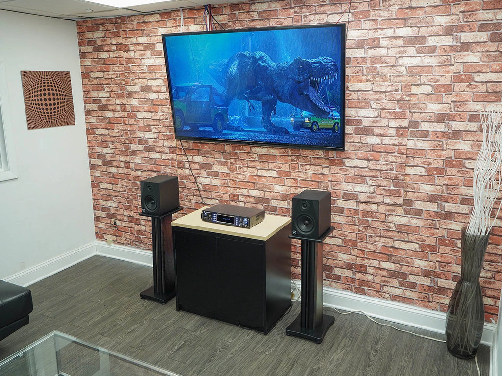 28" Speaker Stands, Dark Wood Grain B57987